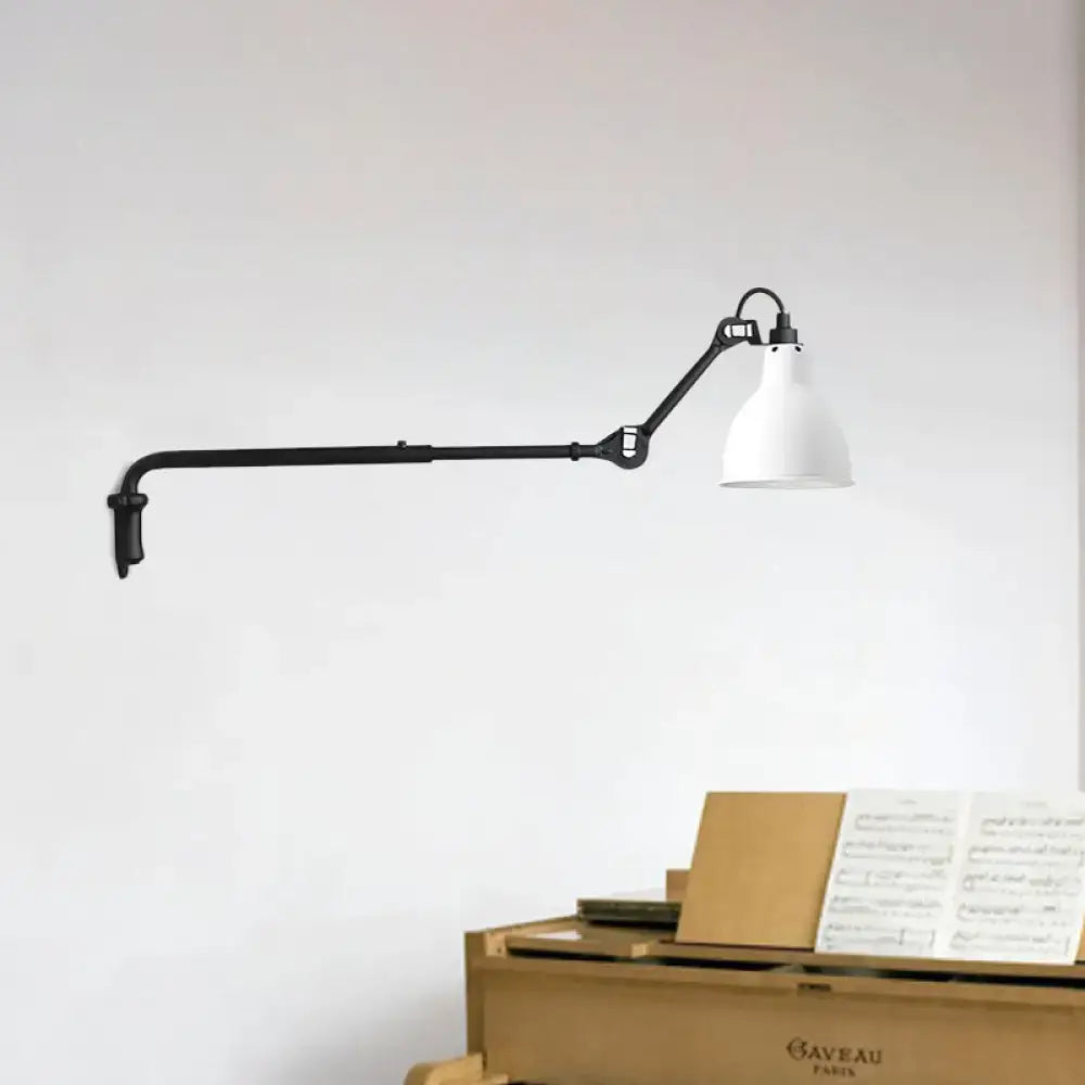 Modern black & white articulated bedroom wall lamp wired electric power