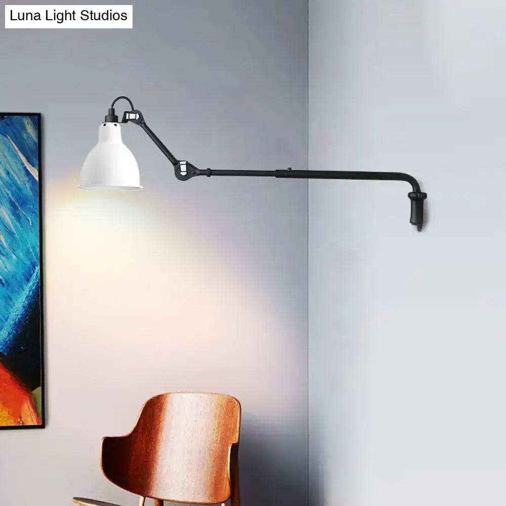 Modern black & white articulated bedroom wall lamp wired electric power