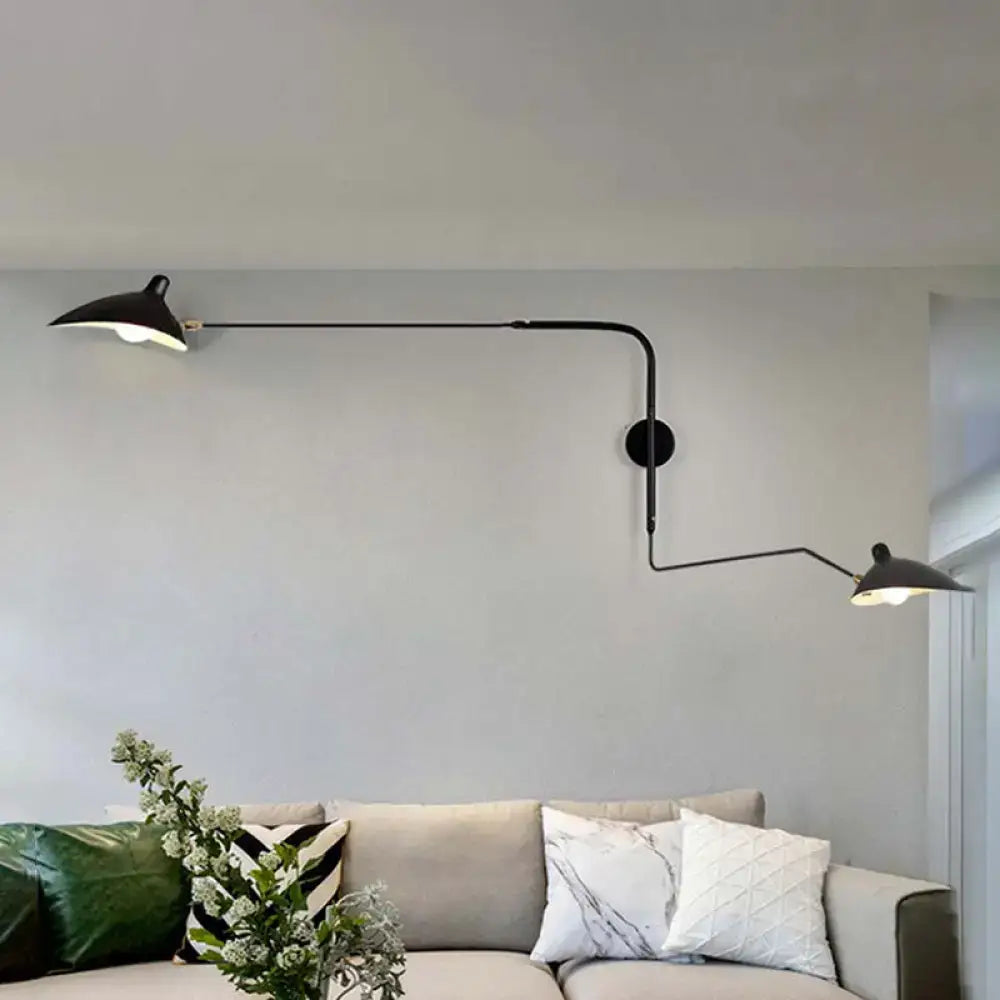 Modern black & white articulated wall sconce living room light fixture