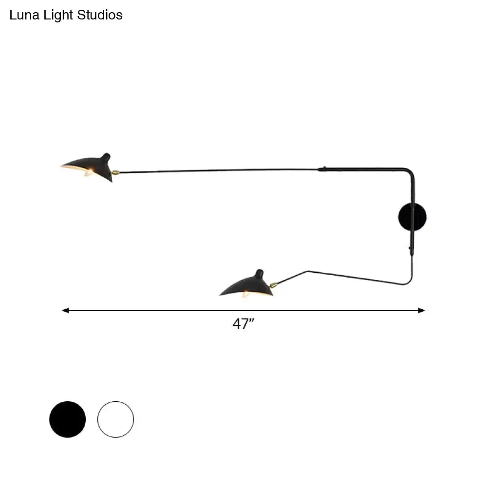 Modern black & white articulated wall sconce living room light fixture