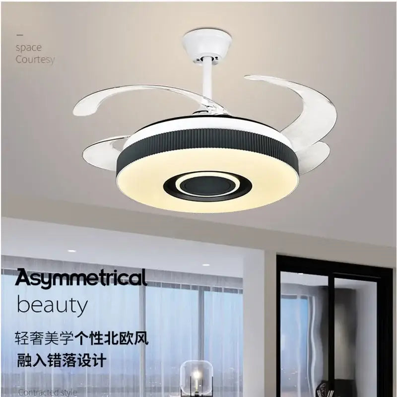 Modern black & white ceiling fan chandelier – living room led light