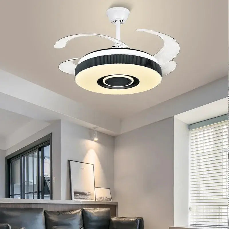 Modern black & white ceiling fan chandelier – living room led light