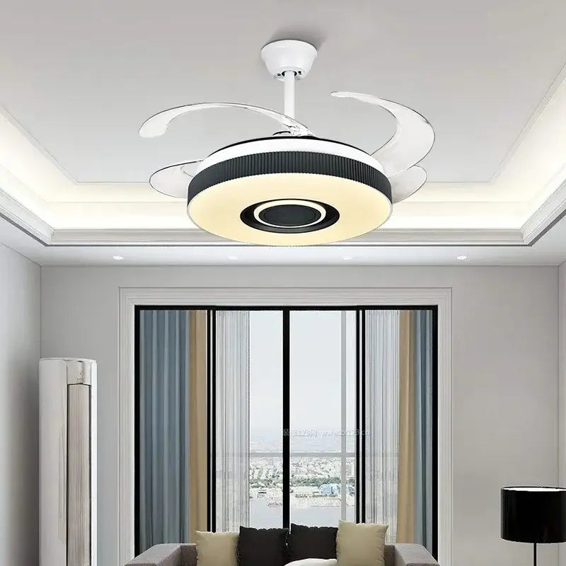 Modern black & white ceiling fan chandelier – living room led light