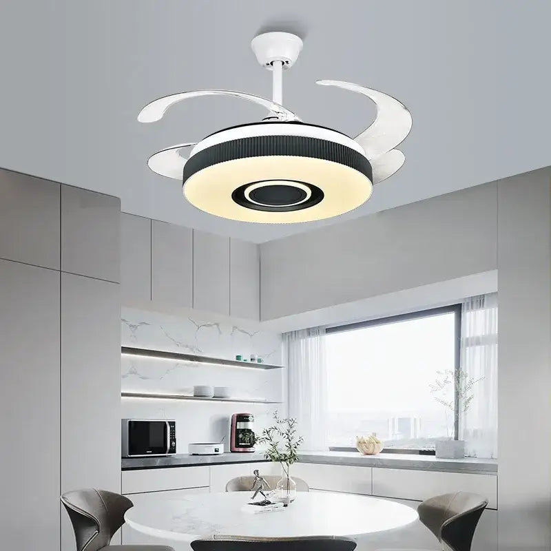 Modern black & white ceiling fan chandelier – living room led light