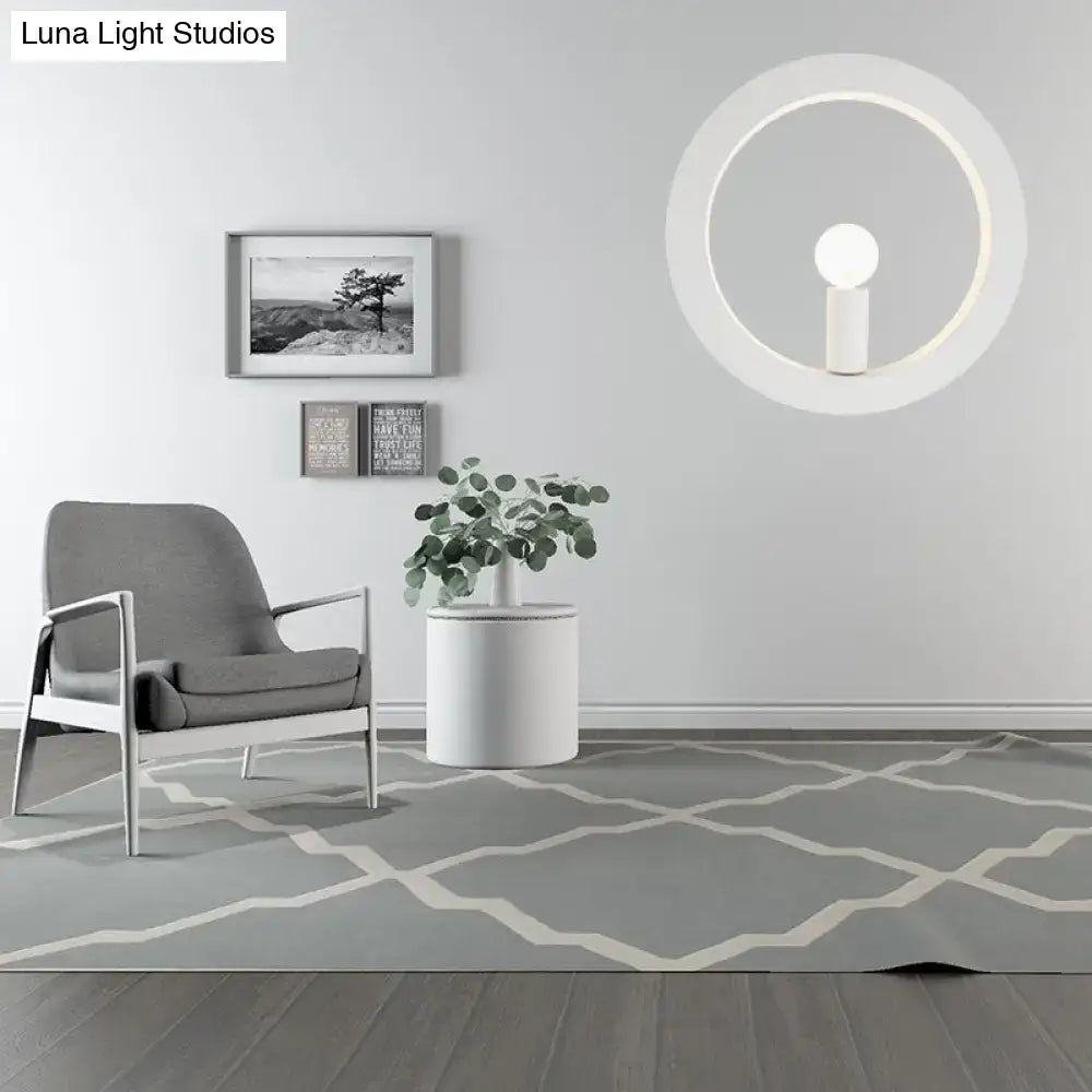 Modern black & white circle wall light bedroom sconce