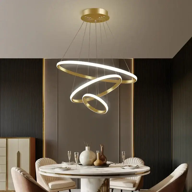 Modern black & white circles chandelier pendant – living room light