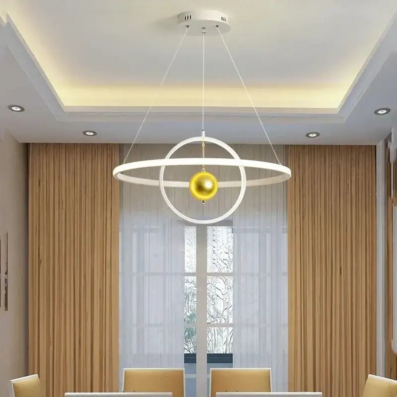 Modern black & white circular iron ball pendant – living room light
