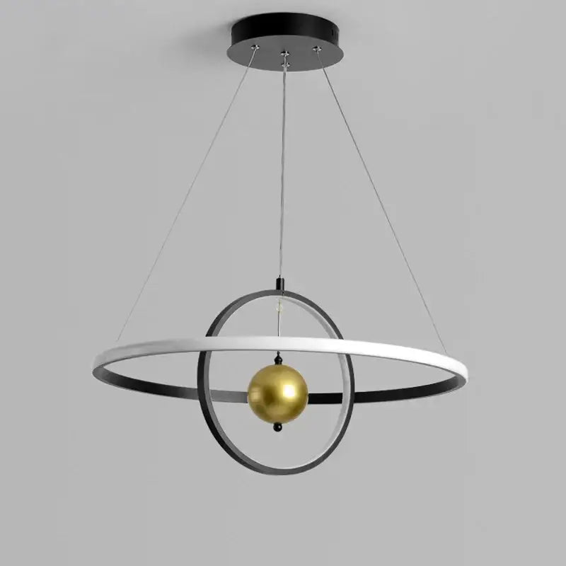 Modern black & white circular iron ball pendant – living room light