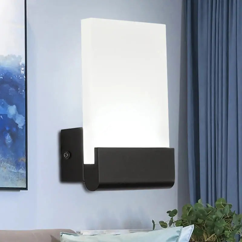 Modern black & white cuboid design led sconce – bedroom wall light