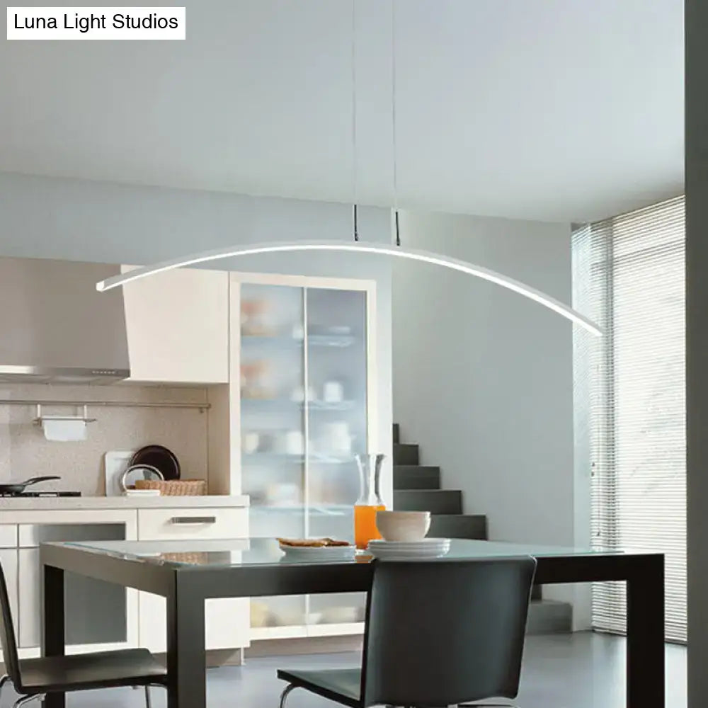 Modern black & white curved led pendant light kitchen island lighting