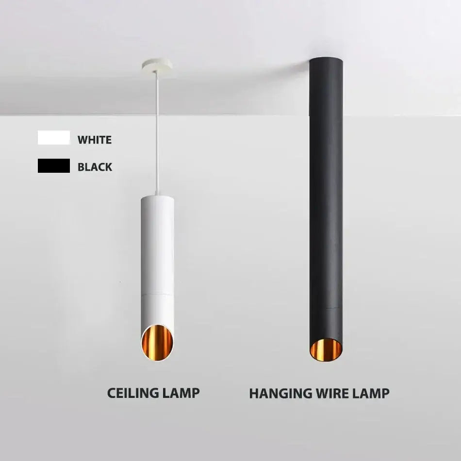 Modern black & white cylindrical led ceiling light for kitchen