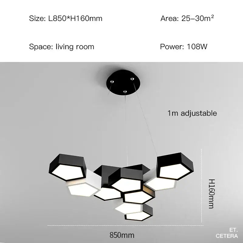 Modern black white diamond led chandelier living room pendant light