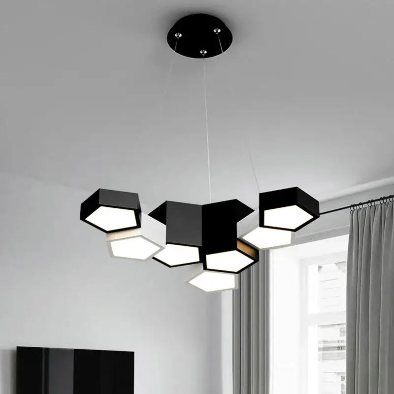 Modern black white diamond led chandelier living room pendant light