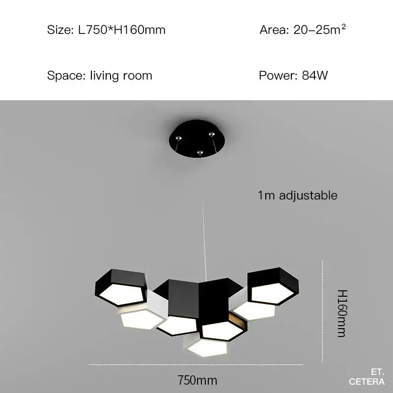 Modern black white diamond led chandelier living room pendant light