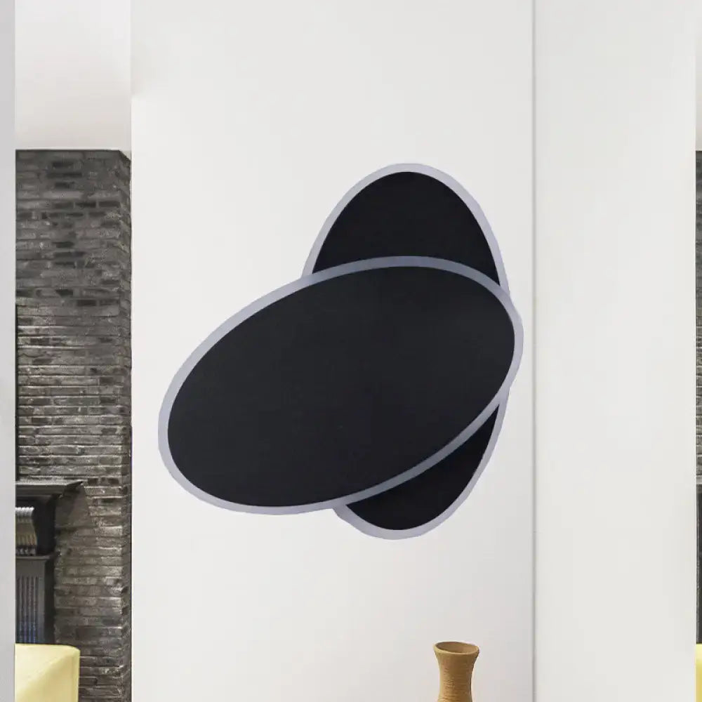 Modern black & white double oval wall sconce lamp bedroom light
