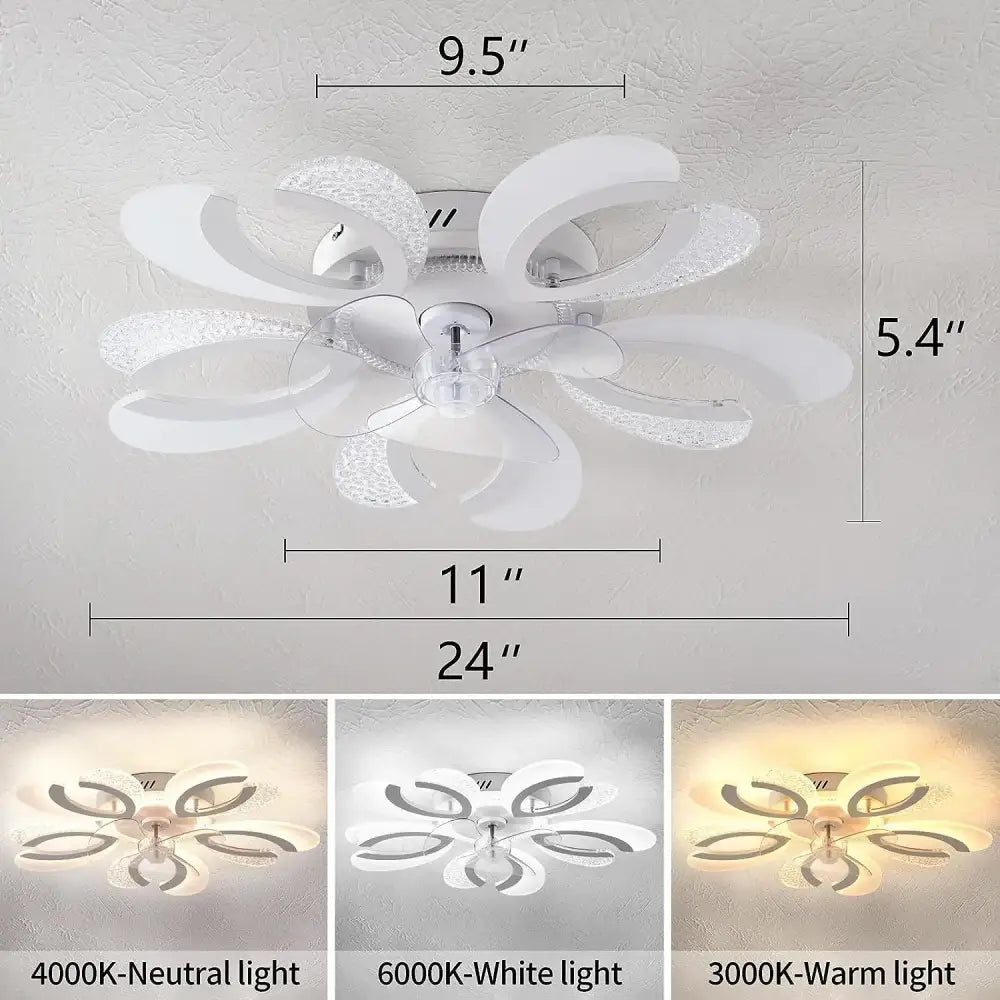 Modern black & white floral ceiling fan light – living room led