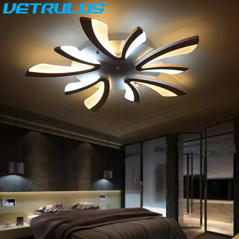 Modern black & white flower led chandelier living room light