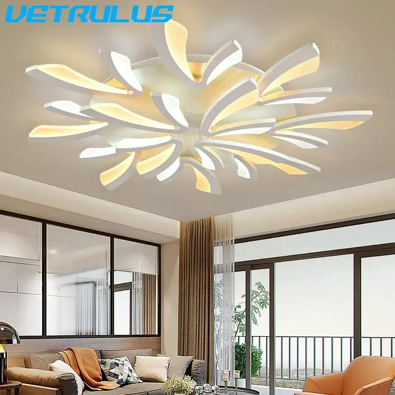 Modern black & white flower led chandelier living room light