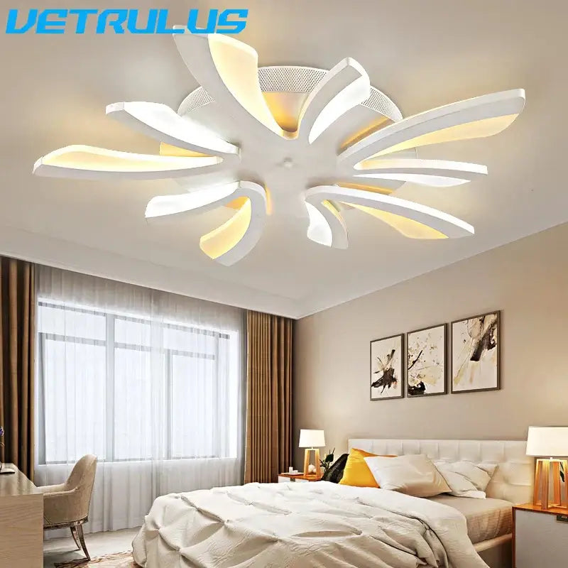 Modern black & white flower led chandelier living room light