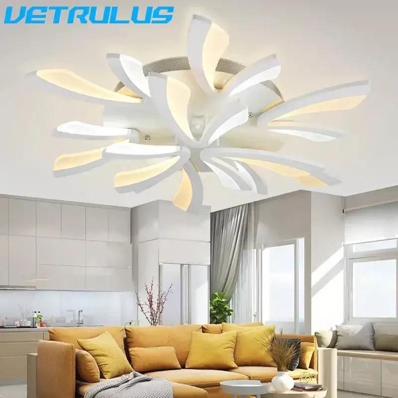 Modern black & white flower led chandelier living room light