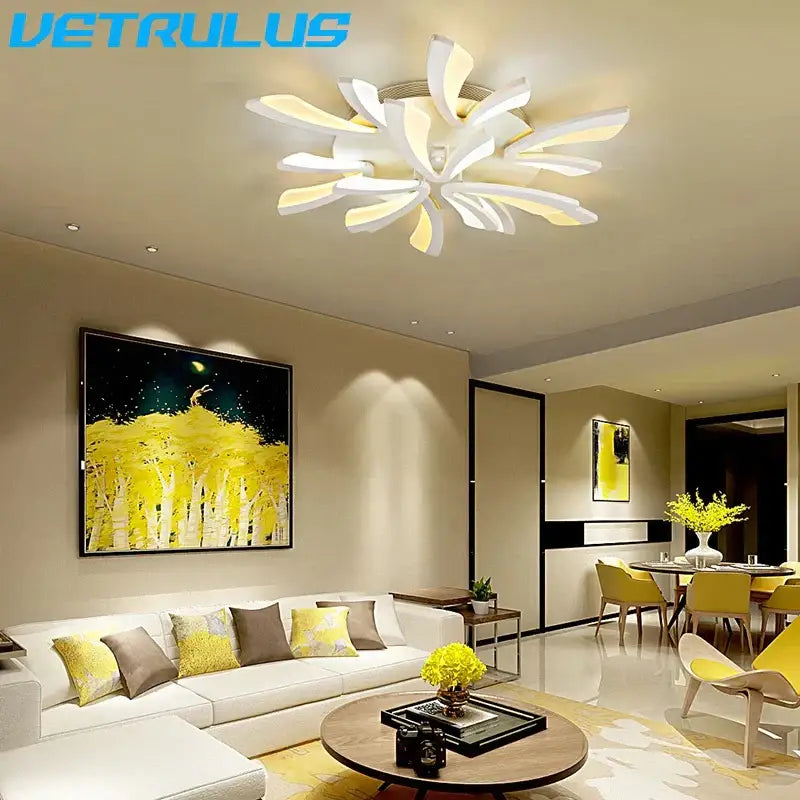Modern black & white flower led chandelier living room light