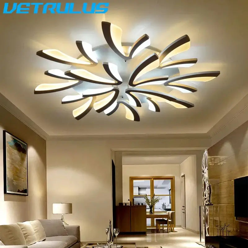 Modern black & white flower led chandelier living room light