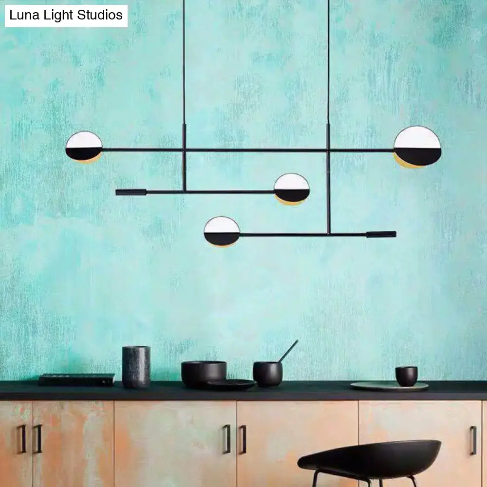 Modern black & white geometric pendant light fixture kitchen island