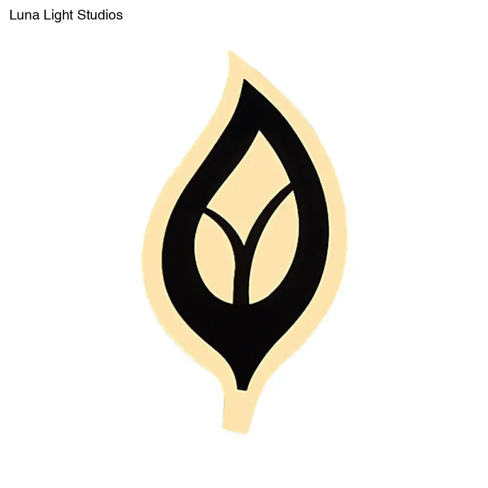 Modern black & white leaf sconce light bedroom wall lamp