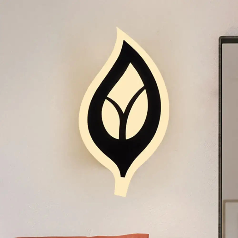 Modern black & white leaf sconce light bedroom wall lamp