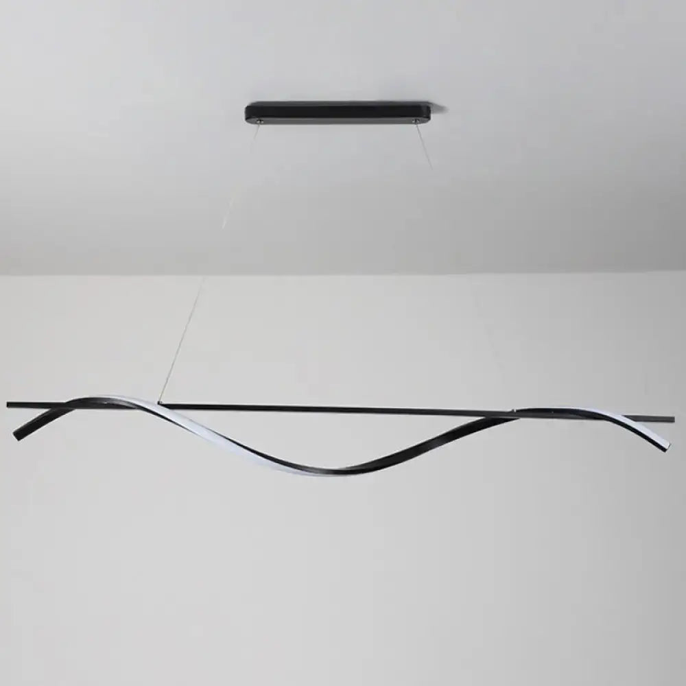Modern black & white led hanging lamp – dining room simplicity curved