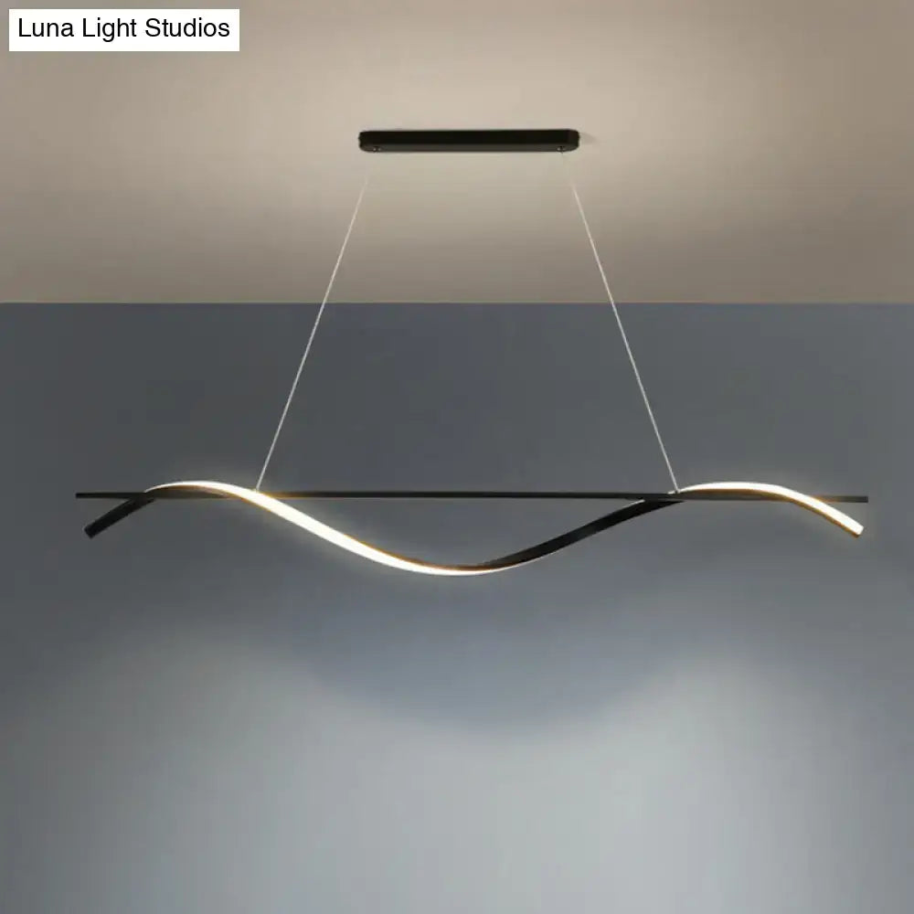 Modern black & white led hanging lamp – dining room simplicity curved
