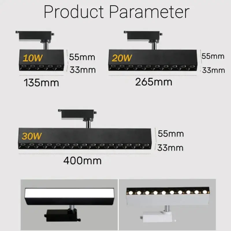 Modern black & white led linear grille track spotlights living room