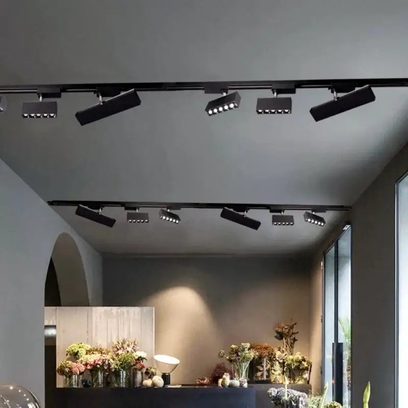 Modern black & white led linear grille track spotlights living room