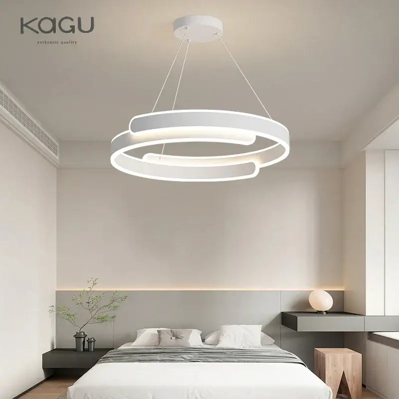 Modern black & white led ring chandelier living room pendant light