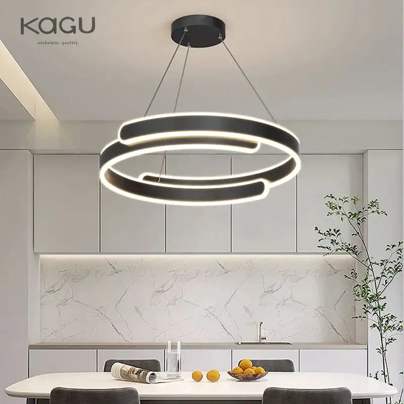 Modern black & white led ring chandelier living room pendant light