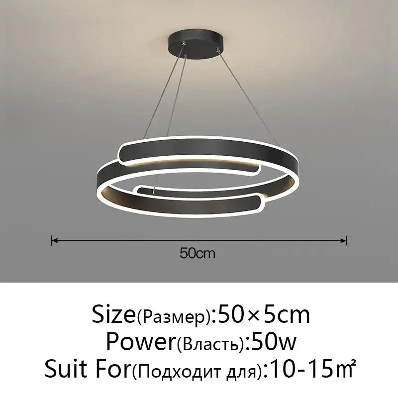 Modern black & white led ring chandelier living room pendant light