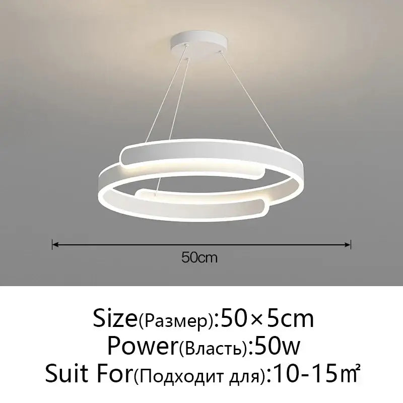 Modern black & white led ring chandelier living room pendant light