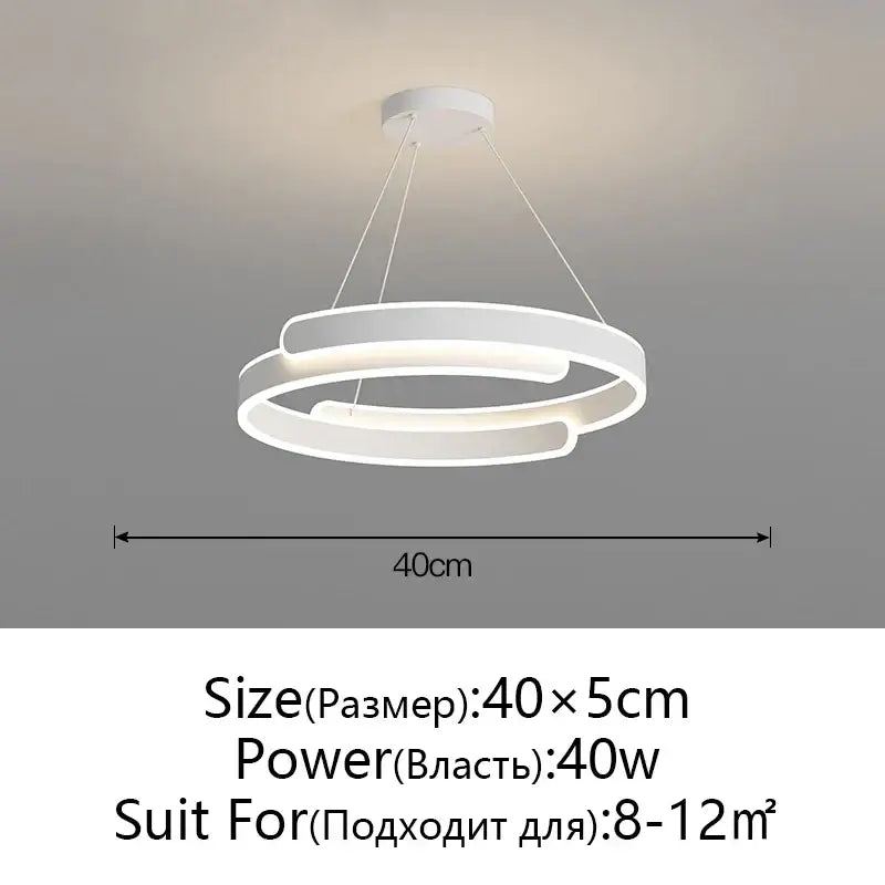 Modern black & white led ring chandelier living room pendant light