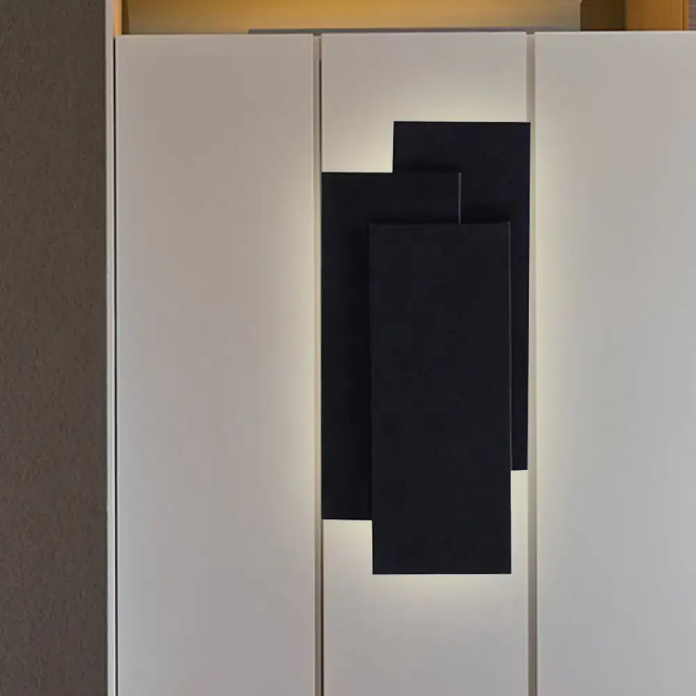 Modern black & white led wall lamp bedroom fixture height 5in