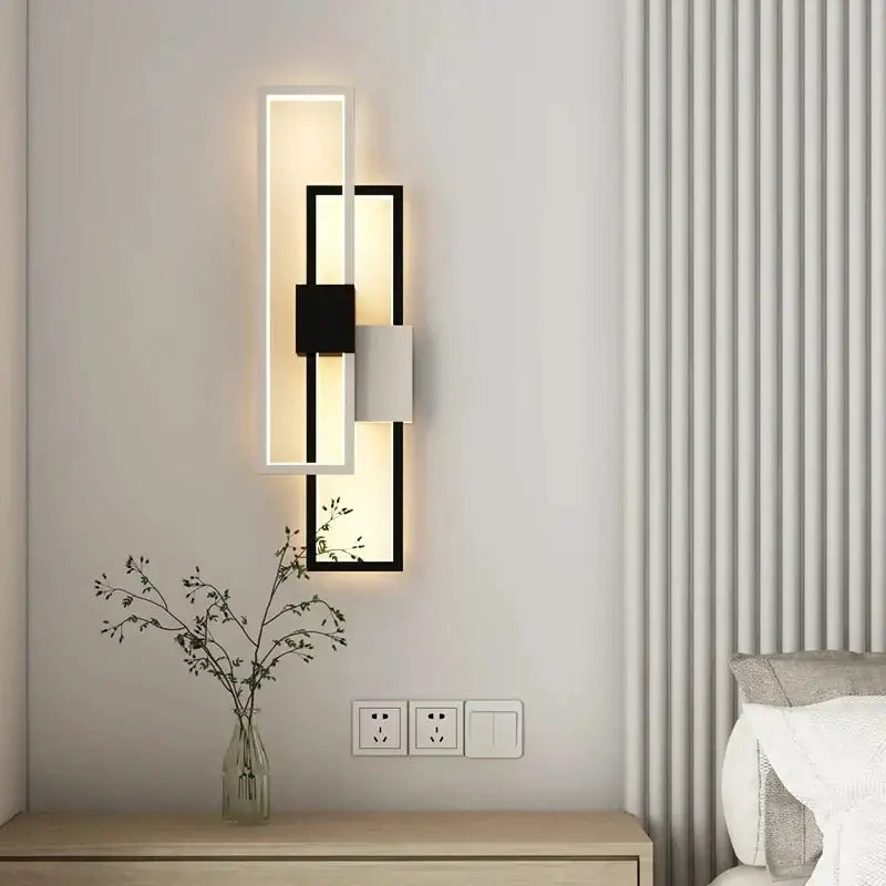Modern black & white led wall lamp – minimalist bedroom sconce