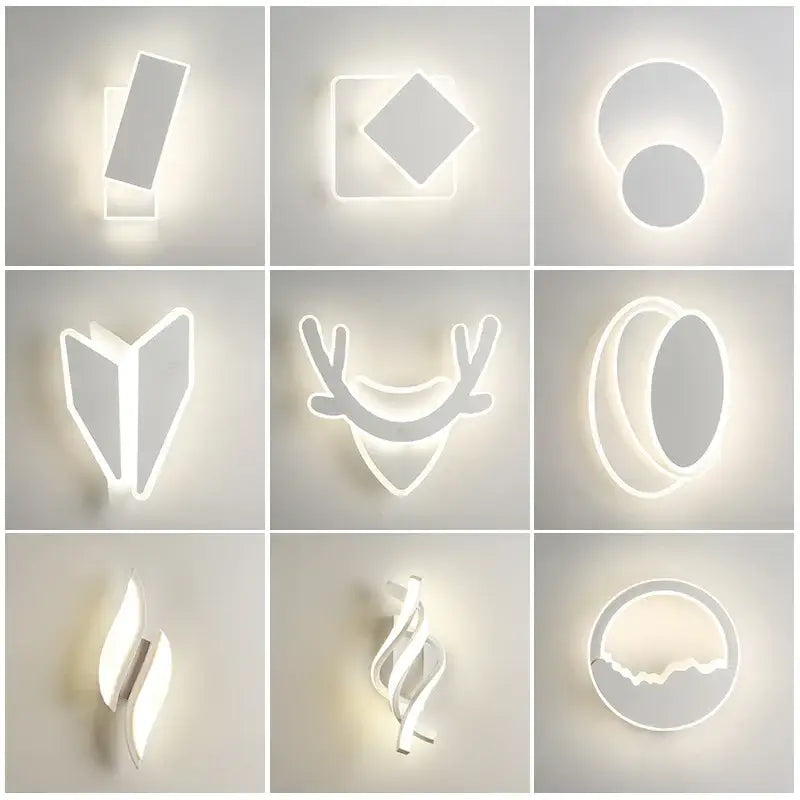 Modern black & white led wall lamps for bedroom sculptural spin design