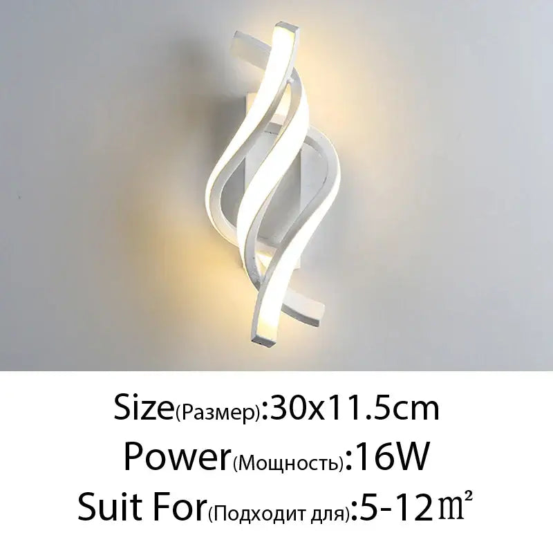 Modern black & white led wall lamps for bedroom sculptural spin design