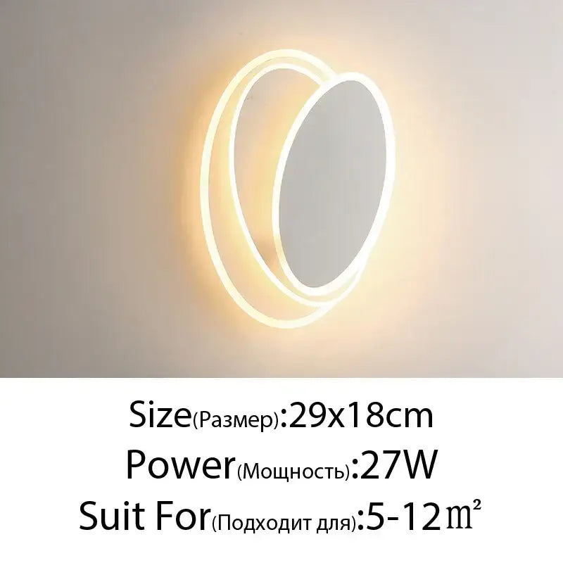 Modern black & white led wall lamps for bedroom sculptural spin design