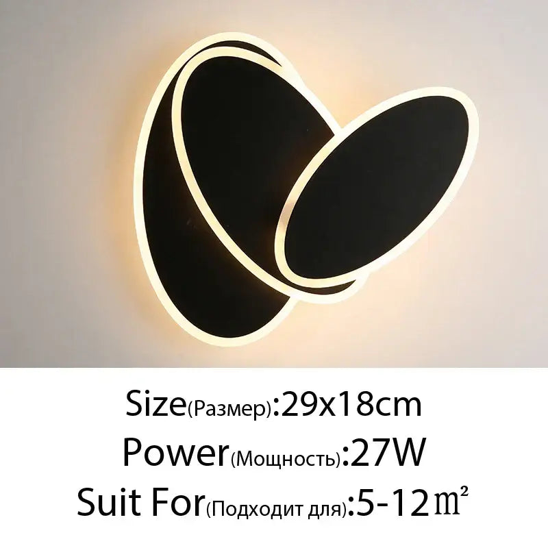 Modern black & white led wall lamps for bedroom sculptural spin design