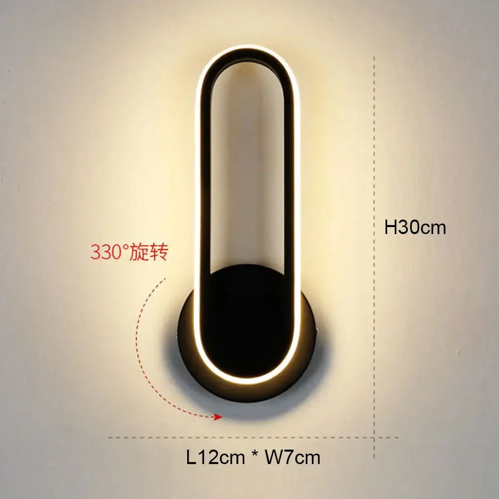 Modern black & white led wall light – bedroom geometric sconce