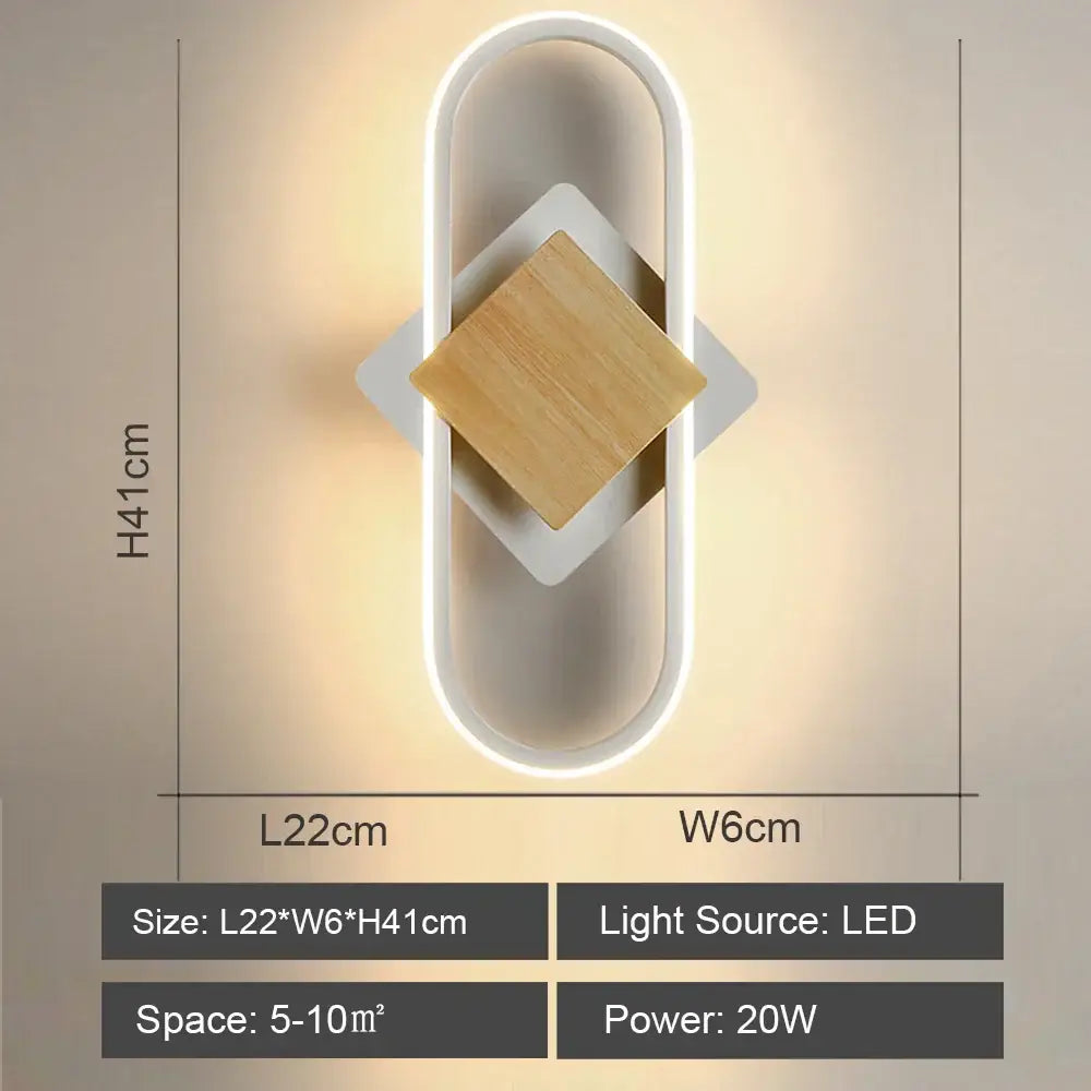 Modern black & white led wall light – bedroom geometric sconce