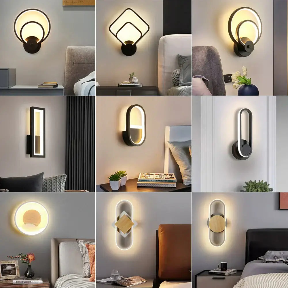 Modern black & white led wall light – bedroom geometric sconce