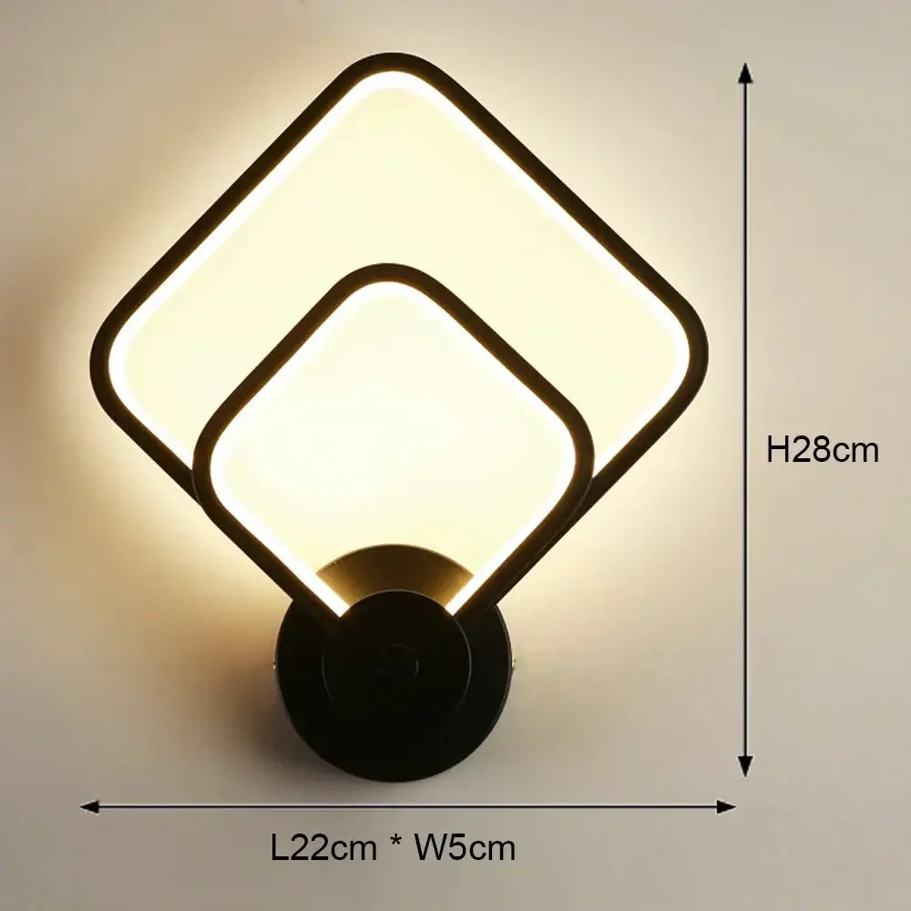 Modern black & white led wall light – bedroom geometric sconce