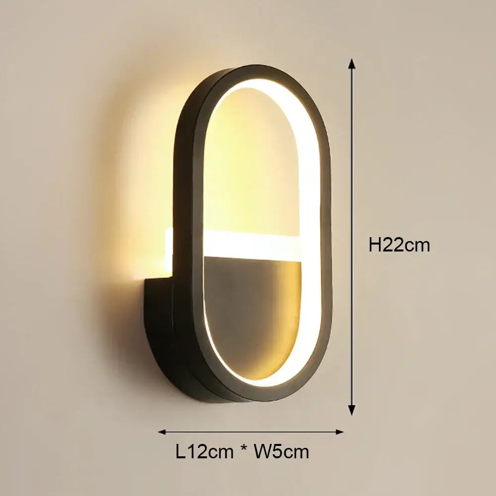 Modern black & white led wall light – bedroom geometric sconce