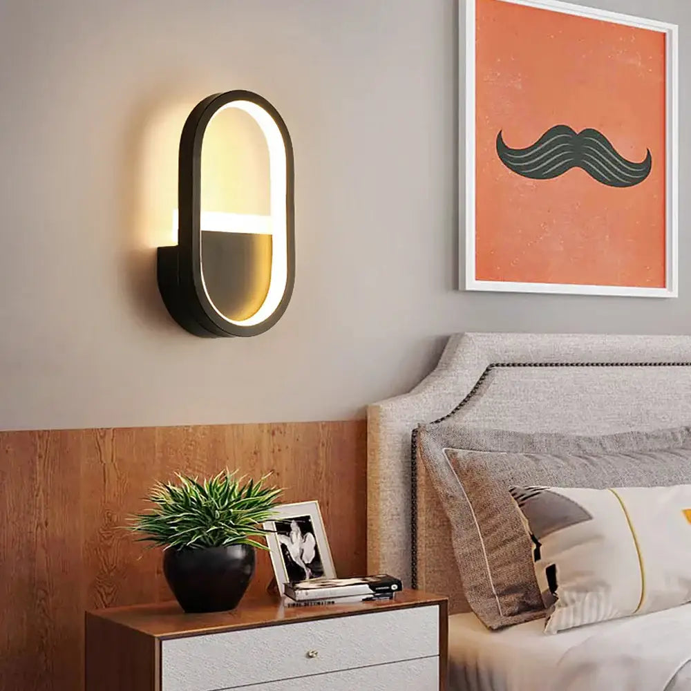 Modern black & white led wall light – bedroom geometric sconce
